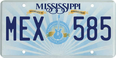 MS license plate MEX585