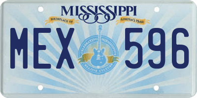 MS license plate MEX596