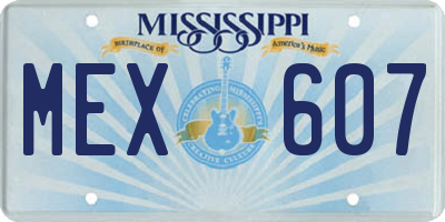 MS license plate MEX607