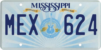 MS license plate MEX624
