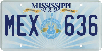 MS license plate MEX636