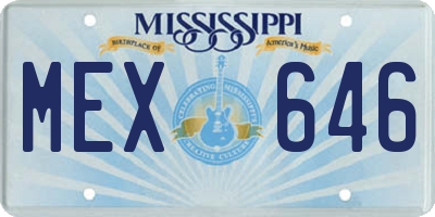 MS license plate MEX646