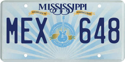 MS license plate MEX648