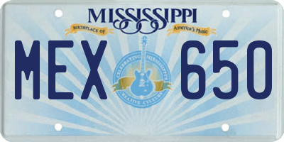 MS license plate MEX650