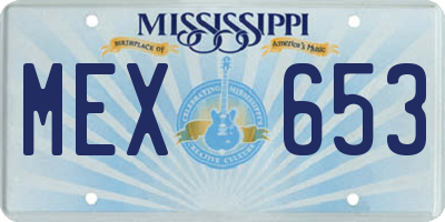 MS license plate MEX653