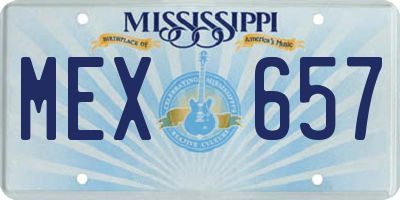 MS license plate MEX657