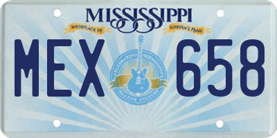 MS license plate MEX658
