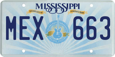 MS license plate MEX663