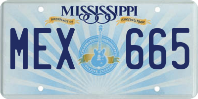 MS license plate MEX665