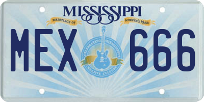 MS license plate MEX666