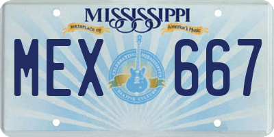 MS license plate MEX667