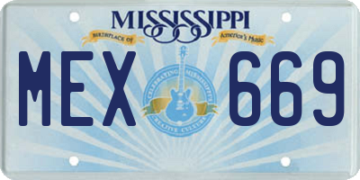 MS license plate MEX669