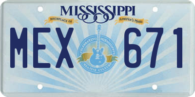 MS license plate MEX671