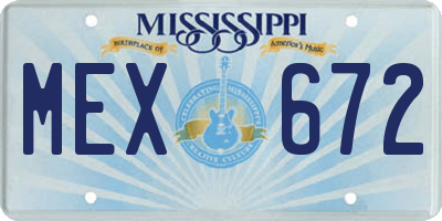 MS license plate MEX672