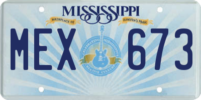MS license plate MEX673