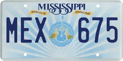 MS license plate MEX675