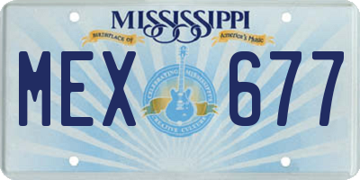 MS license plate MEX677