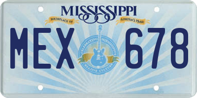 MS license plate MEX678