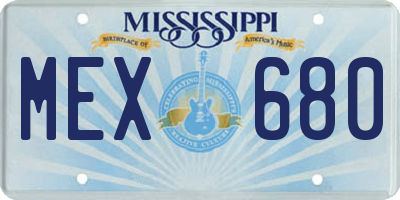 MS license plate MEX680