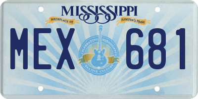 MS license plate MEX681