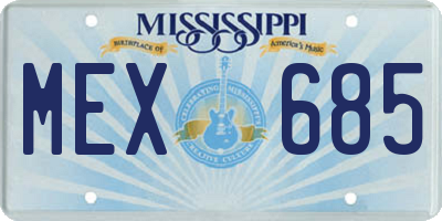 MS license plate MEX685