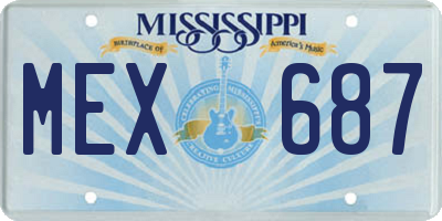 MS license plate MEX687