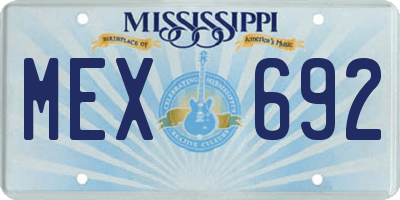 MS license plate MEX692
