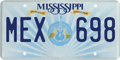 MS license plate MEX698