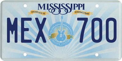 MS license plate MEX700