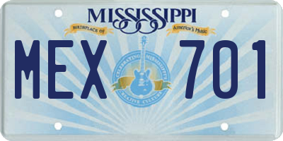 MS license plate MEX701
