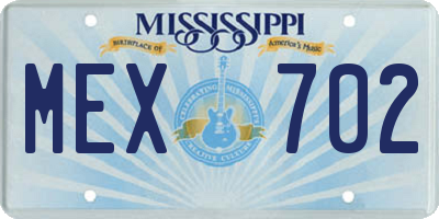 MS license plate MEX702