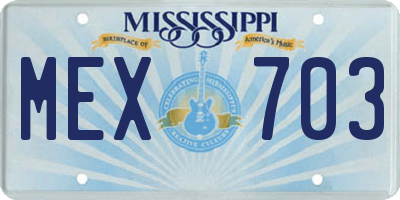 MS license plate MEX703