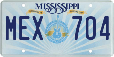 MS license plate MEX704