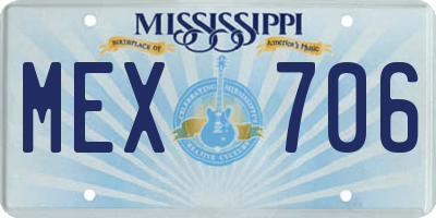 MS license plate MEX706