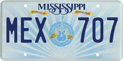 MS license plate MEX707