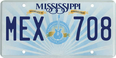 MS license plate MEX708
