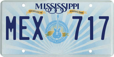 MS license plate MEX717