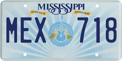 MS license plate MEX718