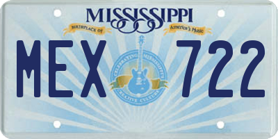MS license plate MEX722