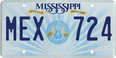 MS license plate MEX724