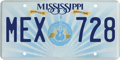 MS license plate MEX728