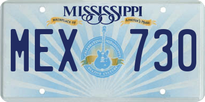 MS license plate MEX730