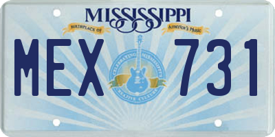 MS license plate MEX731