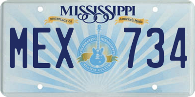 MS license plate MEX734