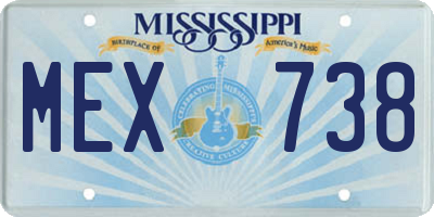 MS license plate MEX738