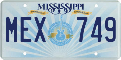 MS license plate MEX749