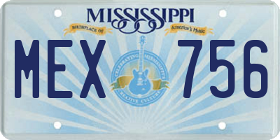MS license plate MEX756