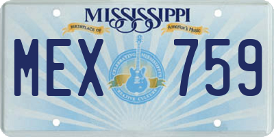 MS license plate MEX759