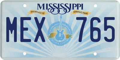 MS license plate MEX765