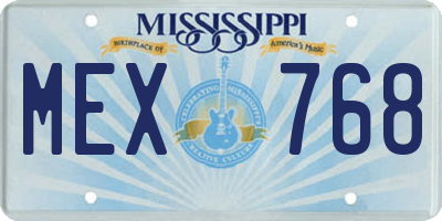 MS license plate MEX768